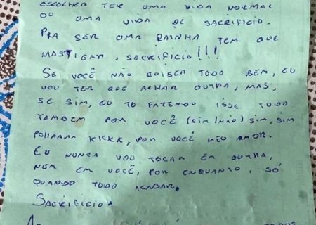 HOMEM DEIXA CARTA PERTURBADORA PARA FUNCIONÁRIA DE LOJA EM NOVA ANDRADINA