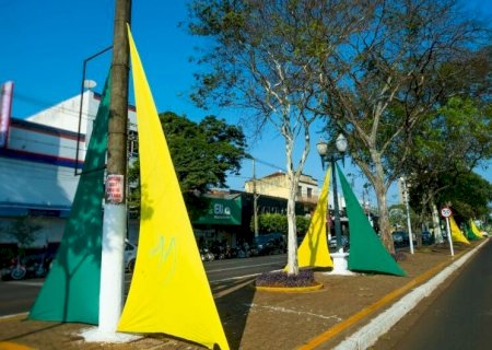 FLÂMULAS NA DECORAÇÃO DE 7 DE SETEMBRO SÃO PICHADAS POR VÂNDALOS EM DOURADOS