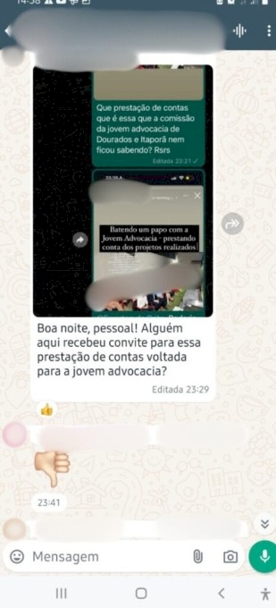 OAB DOURADOS/ITAPORÃ: PRESIDENTE DA COMISSÃO JOVEM TERIA SIDO EXCLUÍDA DE REUNIÃO DE PRESTAÇÃO DE CONTAS