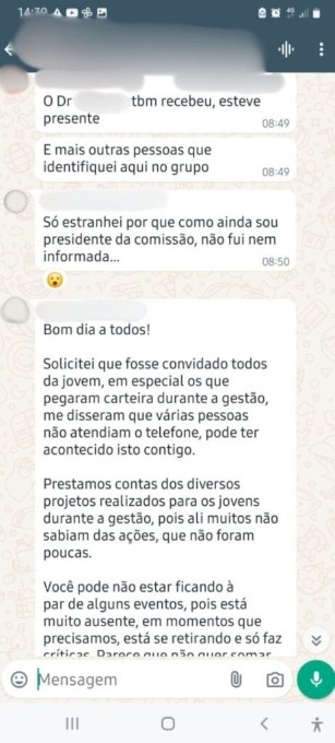 OAB DOURADOS/ITAPORÃ: PRESIDENTE DA COMISSÃO JOVEM TERIA SIDO EXCLUÍDA DE REUNIÃO DE PRESTAÇÃO DE CONTAS