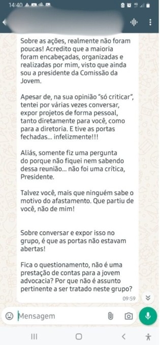 OAB DOURADOS/ITAPORÃ: PRESIDENTE DA COMISSÃO JOVEM TERIA SIDO EXCLUÍDA DE REUNIÃO DE PRESTAÇÃO DE CONTAS
