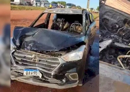 MOTORISTA EMBRIAGADO ATROPELA PESSOA, ATINGE CAMINHÃO E CARRO PEGA FOGO
