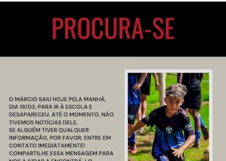MENINO DESAPARECE A CAMINHO DA ESCOLA E FAMÍLIA BUSCA POR NOTÍCIAS