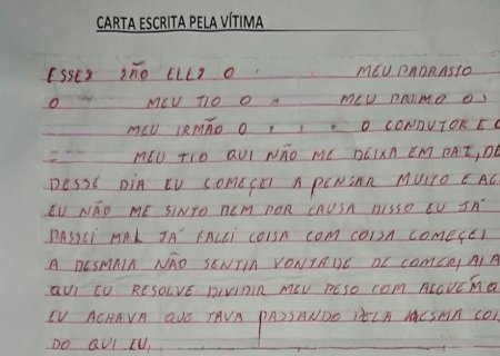 'PASSEI MAL': VEJA CARTA DE CRIANÇA ESTUPRADA POR PADRASTO E TIO